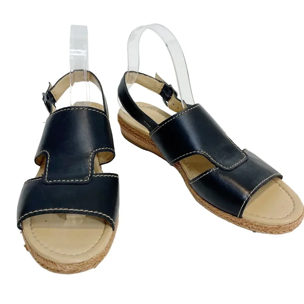Naturalizer Womens Size 9.5 Reese Leather Espradrille Sandals Open Toe Slingback
